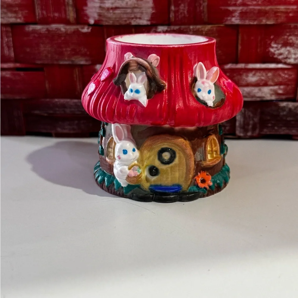 Red Mushroom House Candle Holder - Picture 2 of 5